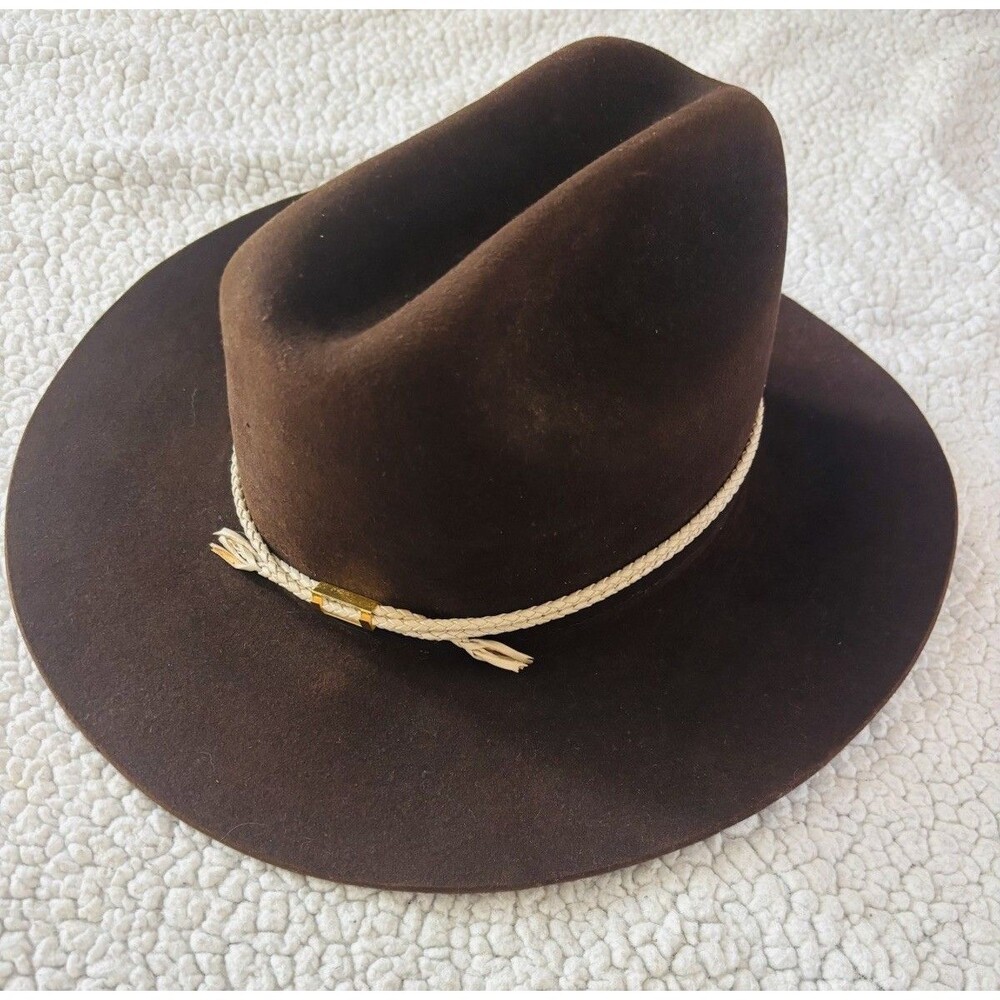 Vintage Stetson 4X Red River Chocolate Brown Fur Felt Cowboy Hat Size 7 NWOT